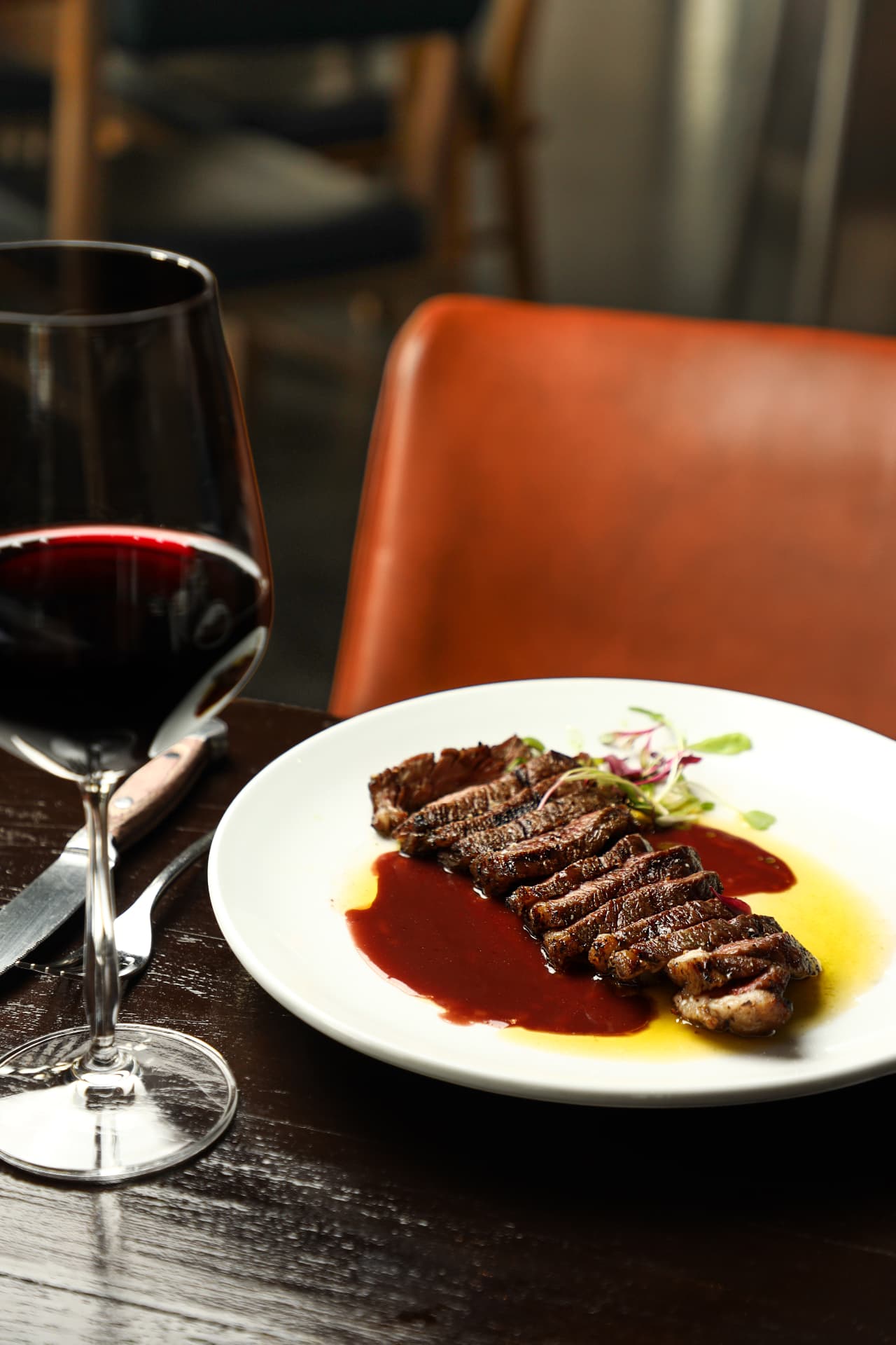 Grilled steak with red wine jus at MIRA Sandton