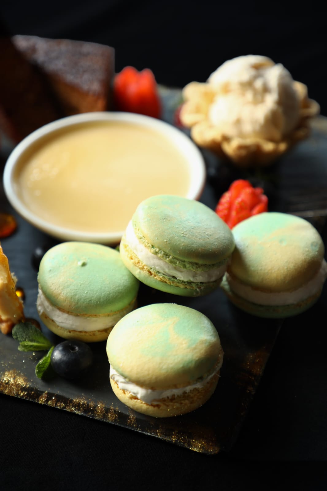 Macaron dessert platter at MIRA Sandton
